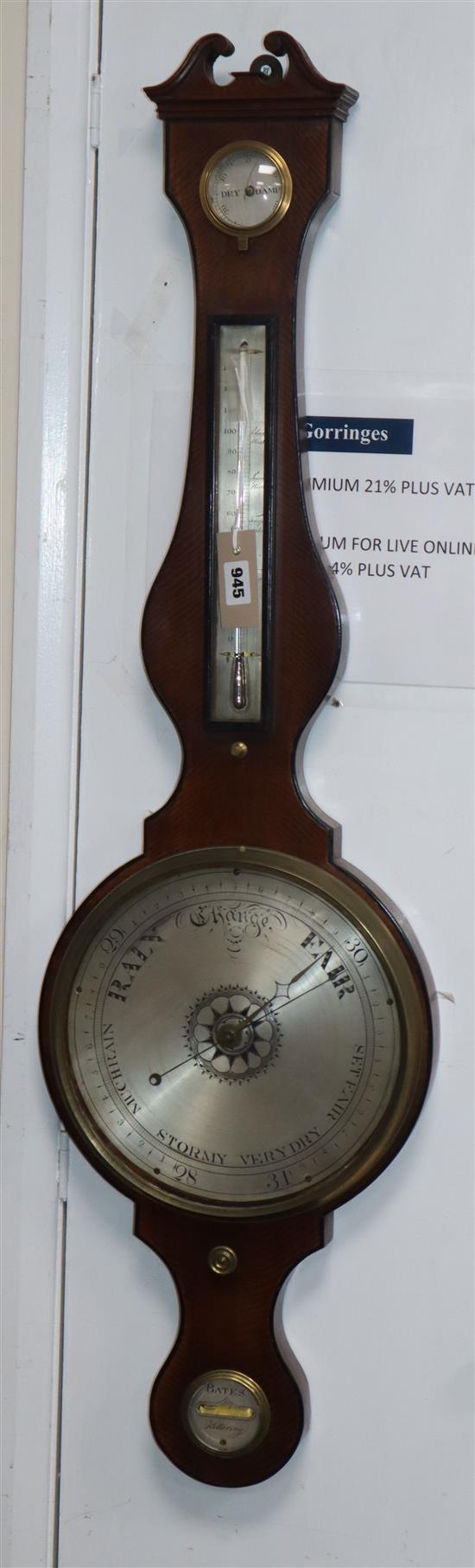 A George III wheel barometer by Bates Kettering H.110cm